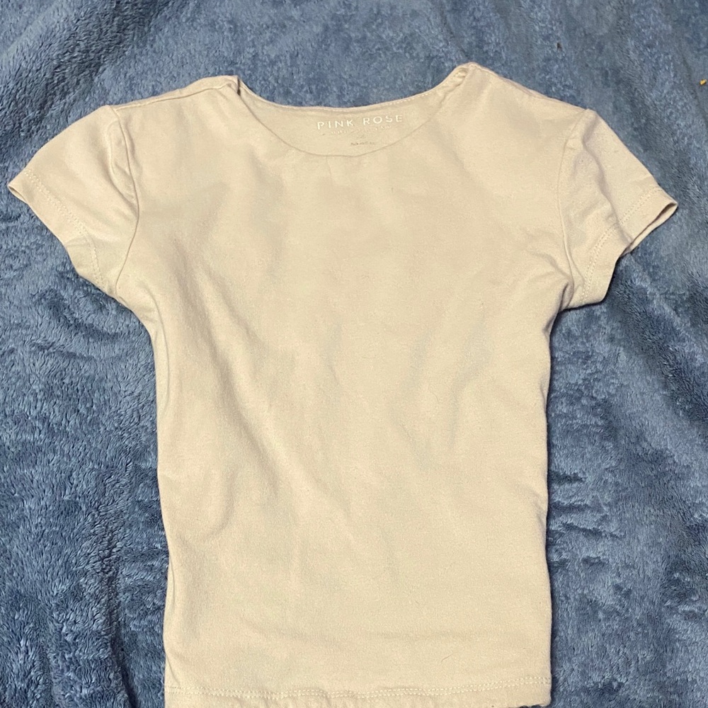 Pink Rose Women's Beige Short Sleeve Tee